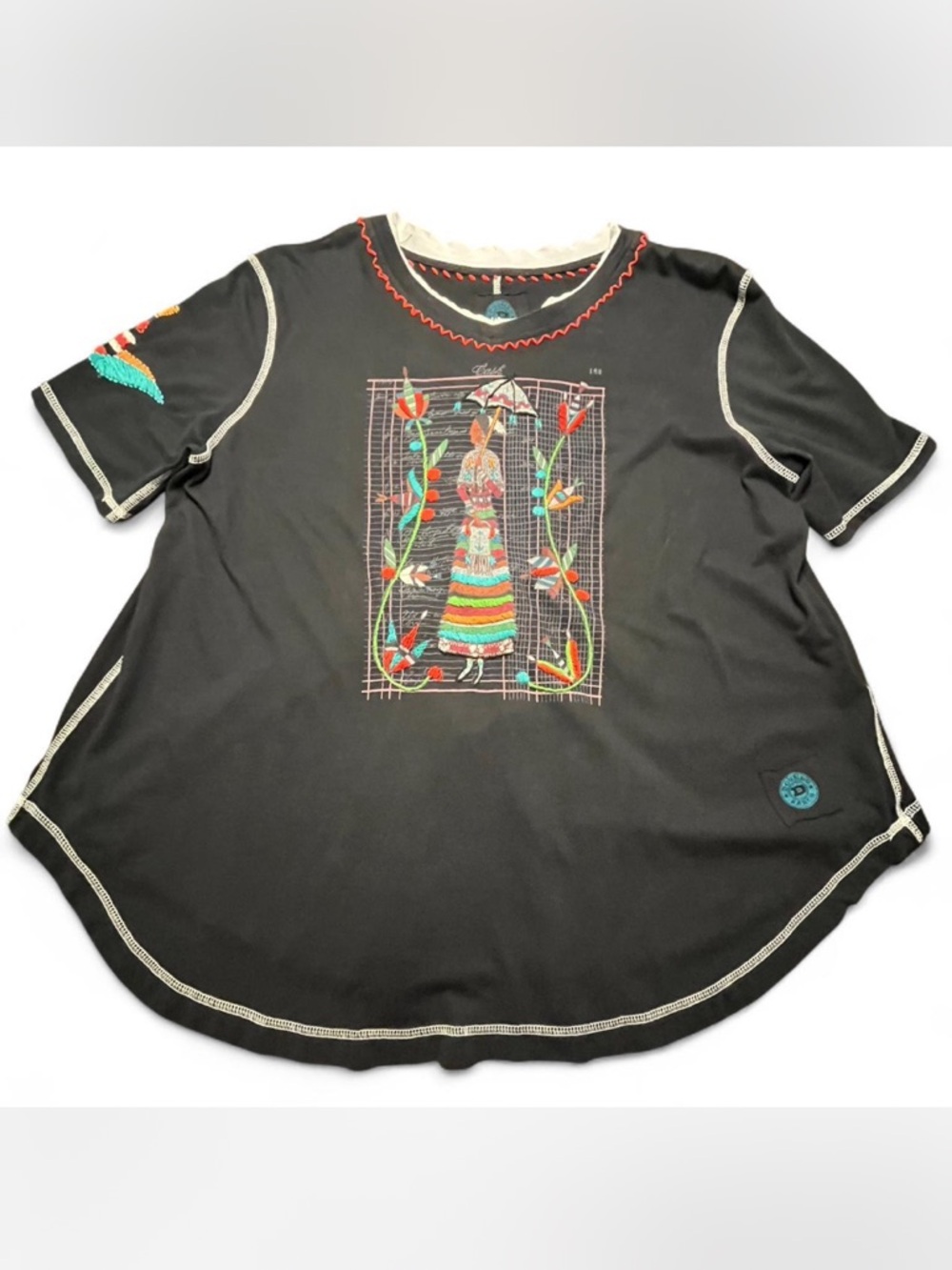Double D Ranch black embroidered tee, M oversized